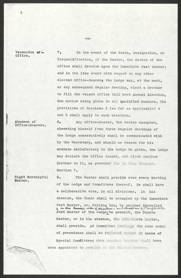  مسودة اللوائح الداخلية لمحفل النجمة، 28 كانون الثاني 1927