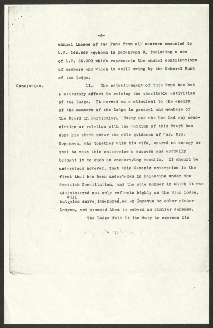 التقرير السنوي لمحفل النجمة، رام الله، 1931