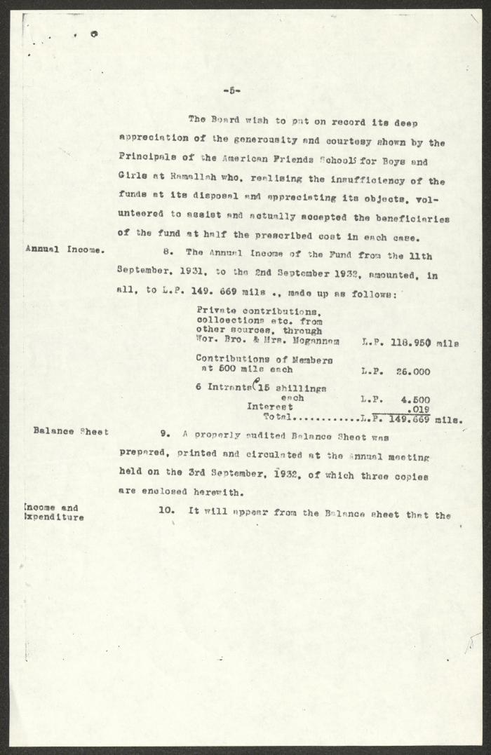 التقرير السنوي لمحفل النجمة، رام الله، 1931