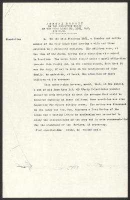التقرير السنوي لمحفل النجمة، رام الله، 1931