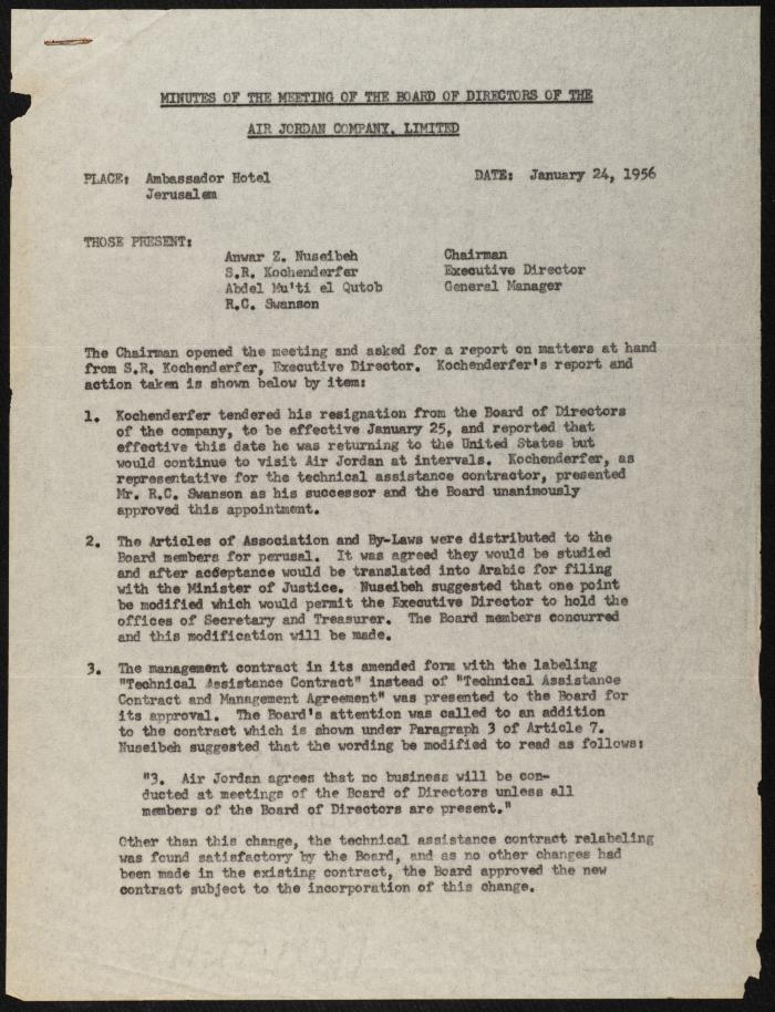 Judicial File of Anwar Nusseibeh, the 1950s
