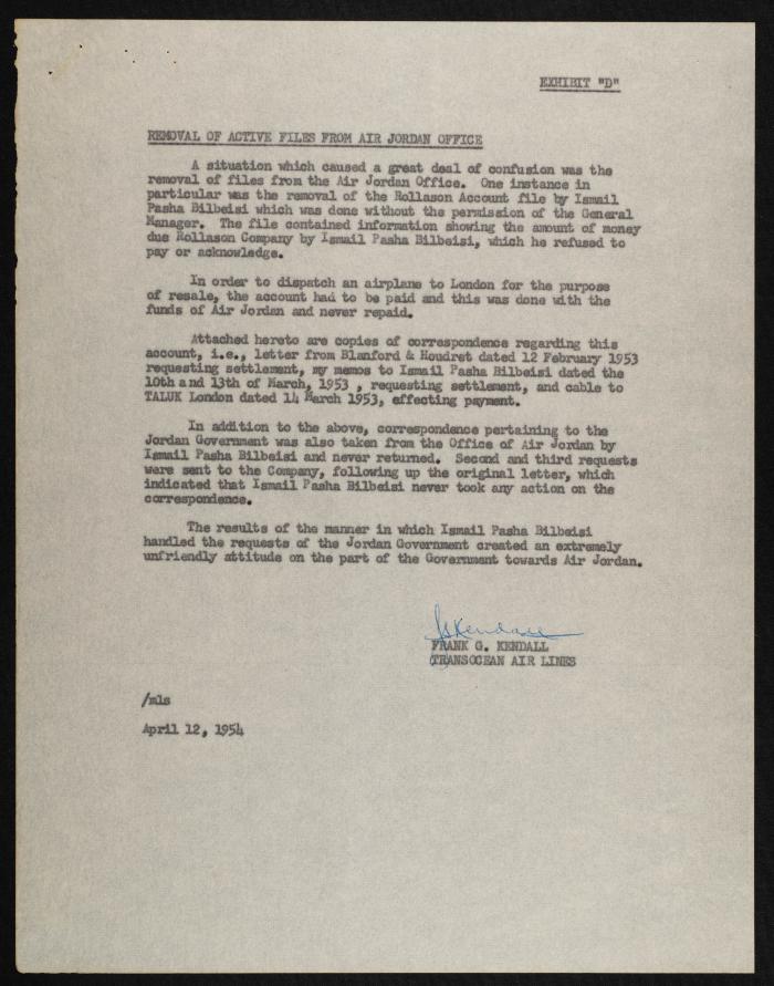 Judicial File of Anwar Nusseibeh, the 1950s