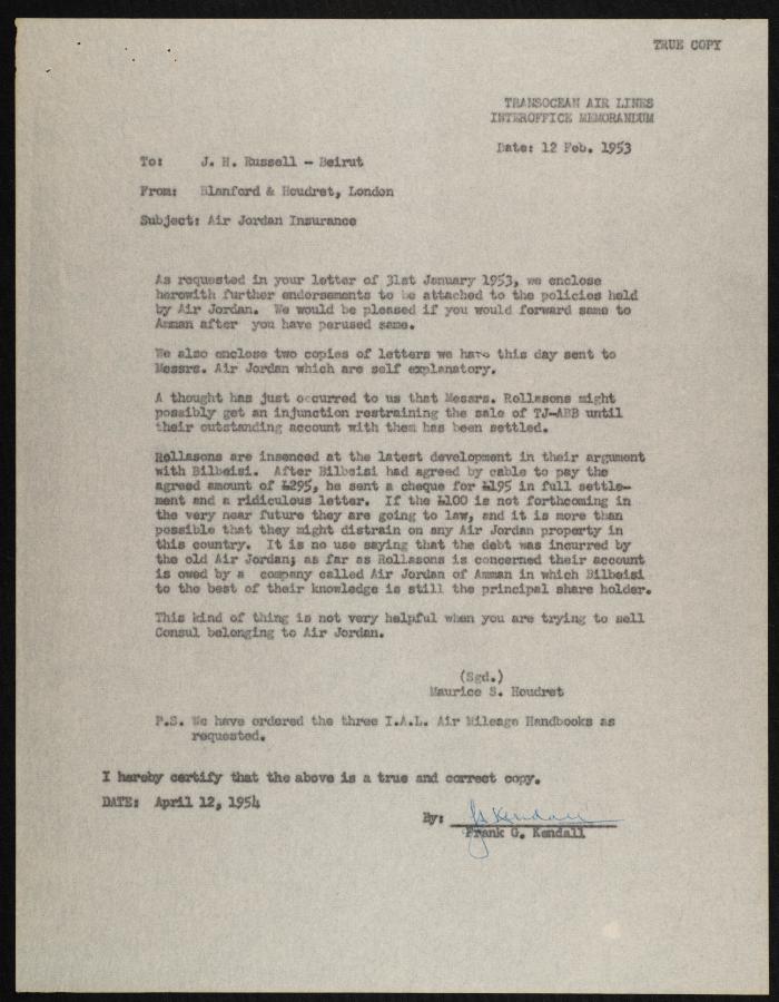 Judicial File of Anwar Nusseibeh, the 1950s