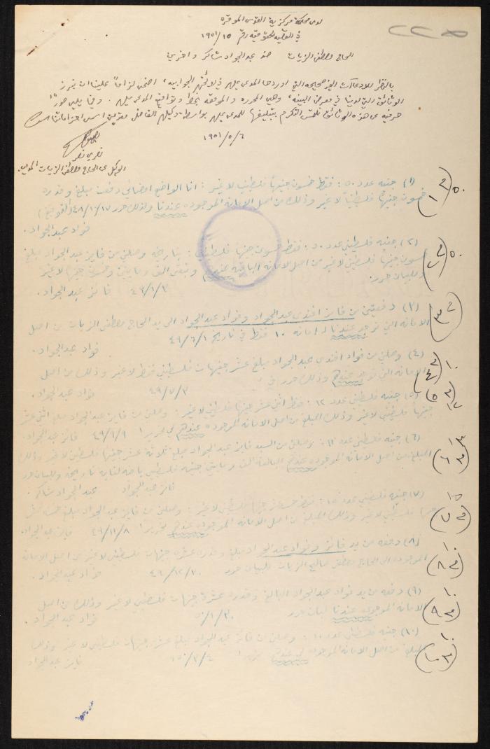 Judicial File of Anwar Nusseibeh, 1950-1951