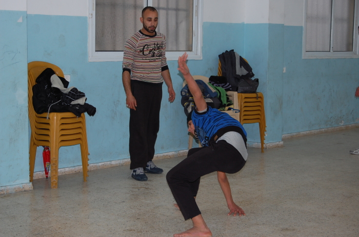 A Glimpse of Training Held by the Palestinian Circus School in Far'a Palestinian Refugee 
