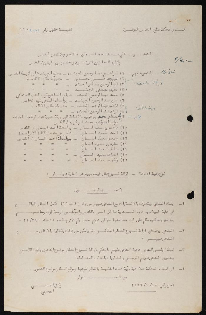 Judicial File of Anwar Nusseibeh, 1963