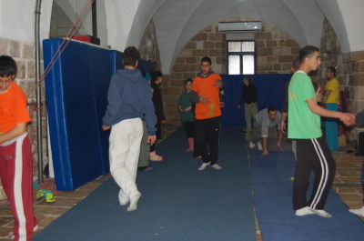 A Glimpse of Training Held by the Palestinian Circus School in Far'a Palestinian Refugee 
