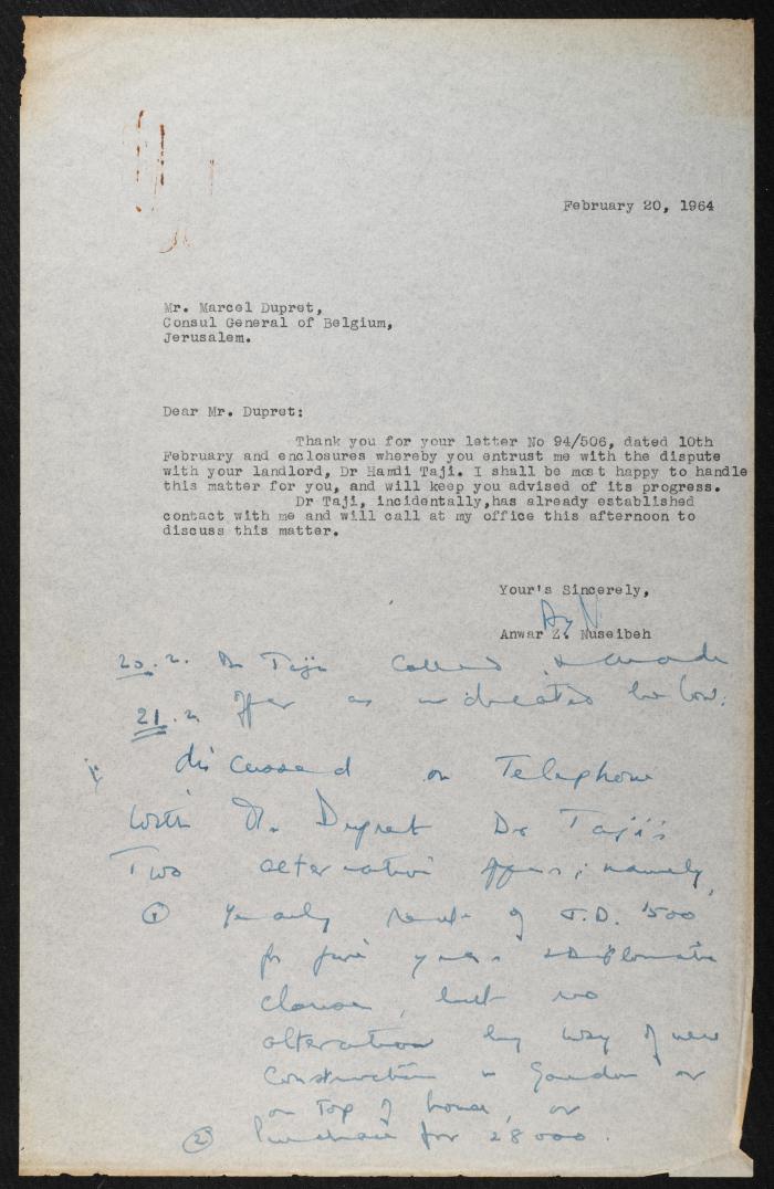 Judicial File of Anwar Nusseibeh, 1964