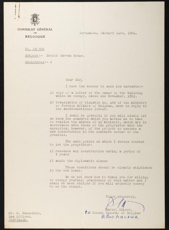 Judicial File of Anwar Nusseibeh, 1964