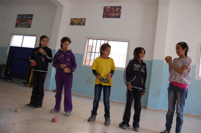 A Glimpse of Training Held by the Palestinian Circus School in Far'a Palestinian Refugee 
