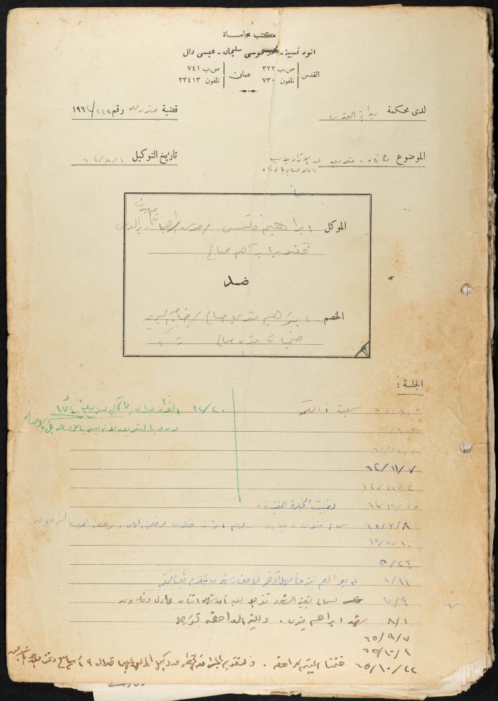 Judicial File of Anwar Nusseibeh, 1964