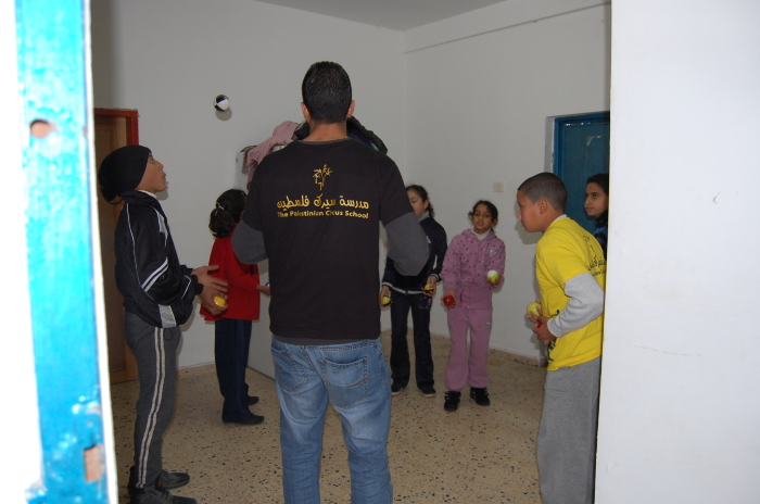A Glimpse of Training Held by the Palestinian Circus School in Far'a Palestinian Refugee 

