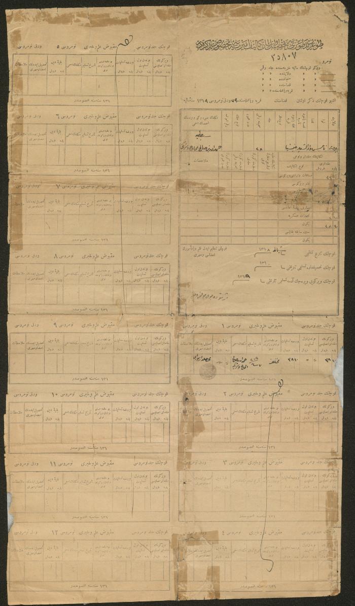 سند تحصيل ضريبة الأملاك من حمدان صالح، نابلس،1901