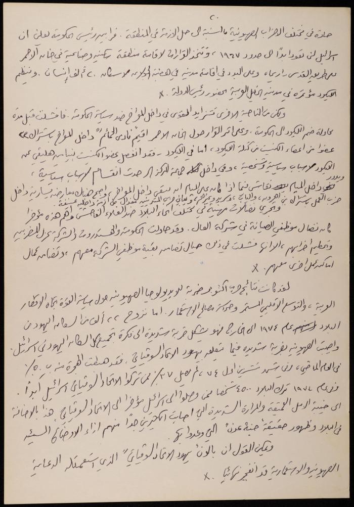مسودة مقال عن الحزب الشيوعي للاحتلال الإسرائيلي،1977
