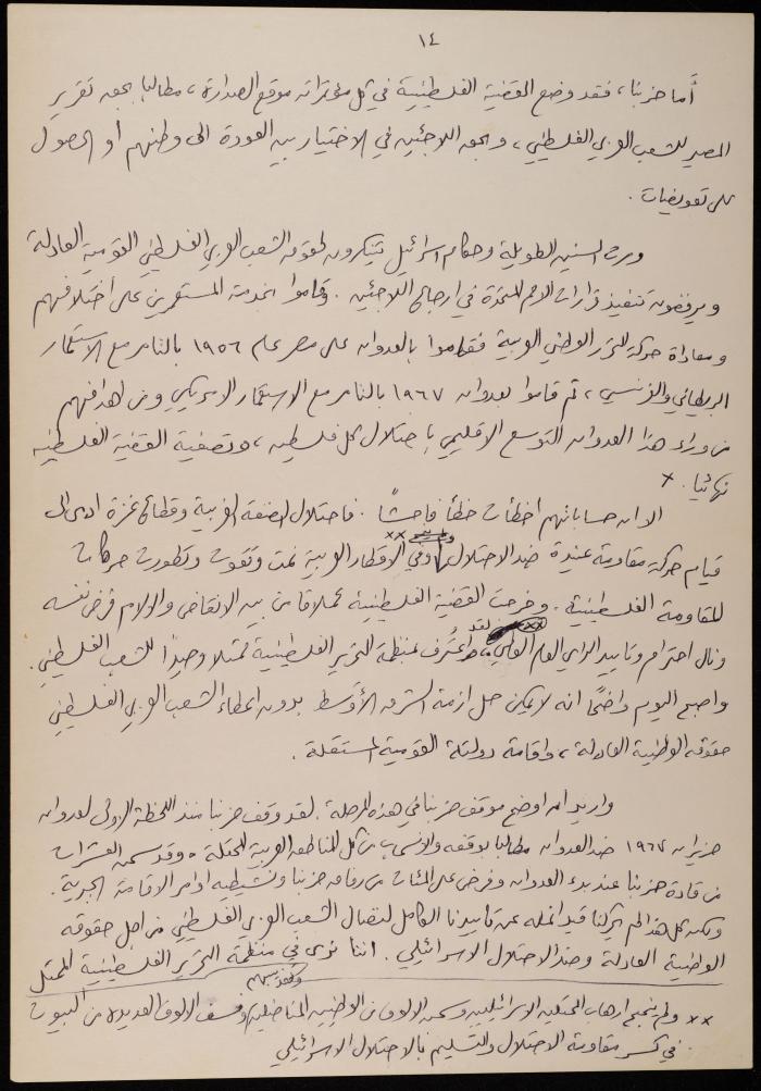 مسودة مقال عن الحزب الشيوعي للاحتلال الإسرائيلي،1977
