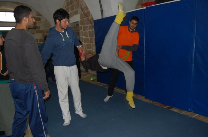 A Glimpse of Training Held by the Palestinian Circus School in Far'a Palestinian Refugee 
