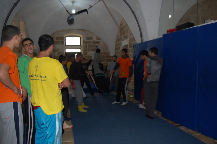 A Glimpse of Training Held by the Palestinian Circus School in Far'a Palestinian Refugee 
