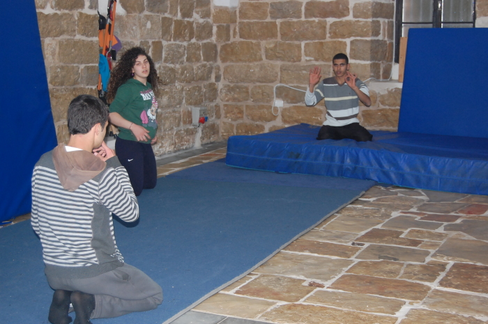 A Glimpse of Training Held by the Palestinian Circus School in Far'a Palestinian Refugee 
