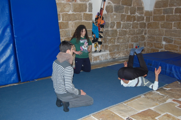 A Glimpse of Training Held by the Palestinian Circus School in Far'a Palestinian Refugee 
