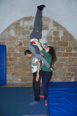 A Glimpse of Training Held by the Palestinian Circus School in Far'a Palestinian Refugee 
