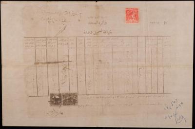 Birth Registration Certificate by the Ministry of Health for Hanna Odeh, Jerusalem, 13 August 1951