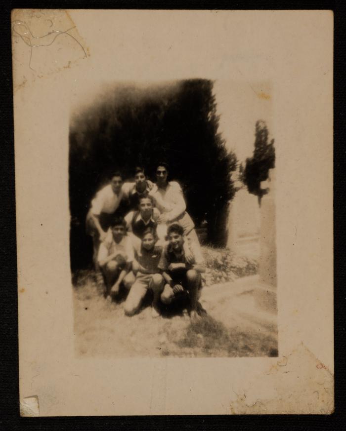 Emil Costandi and His Classmates at the Cemetery of Bishop Gobat School, Jerusalem, 1945