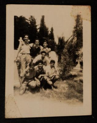 Emil Costandi and His Classmates at the Cemetery of Bishop Gobat School, Jerusalem, 1940-1946