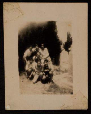 Emil Costandi and His Classmates at the Cemetery of Bishop Gobat School, Jerusalem, 1945