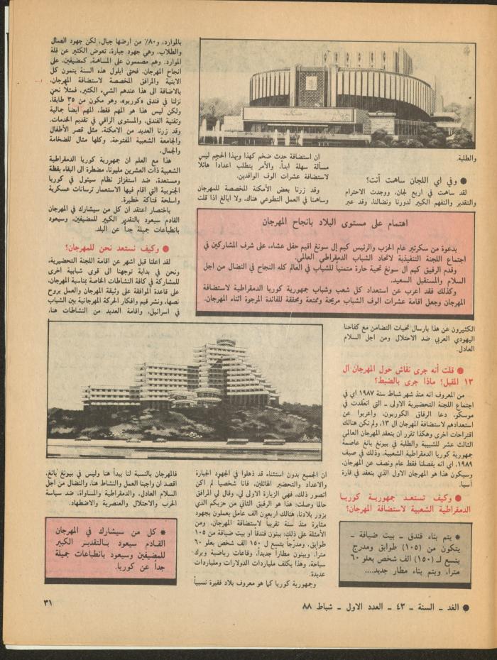 Issue 1 of al-Ghad Magazine, February 1988