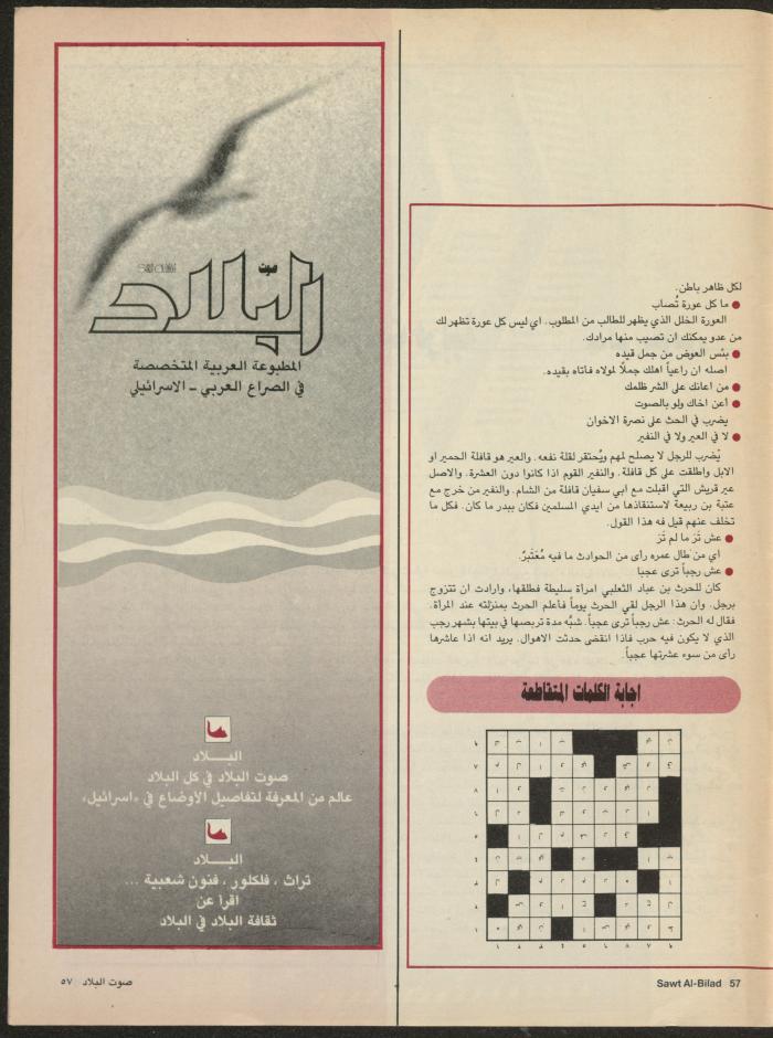 Issue 138 of Sawt al-Bilad Magazine, 29 September- 6 October 1987
