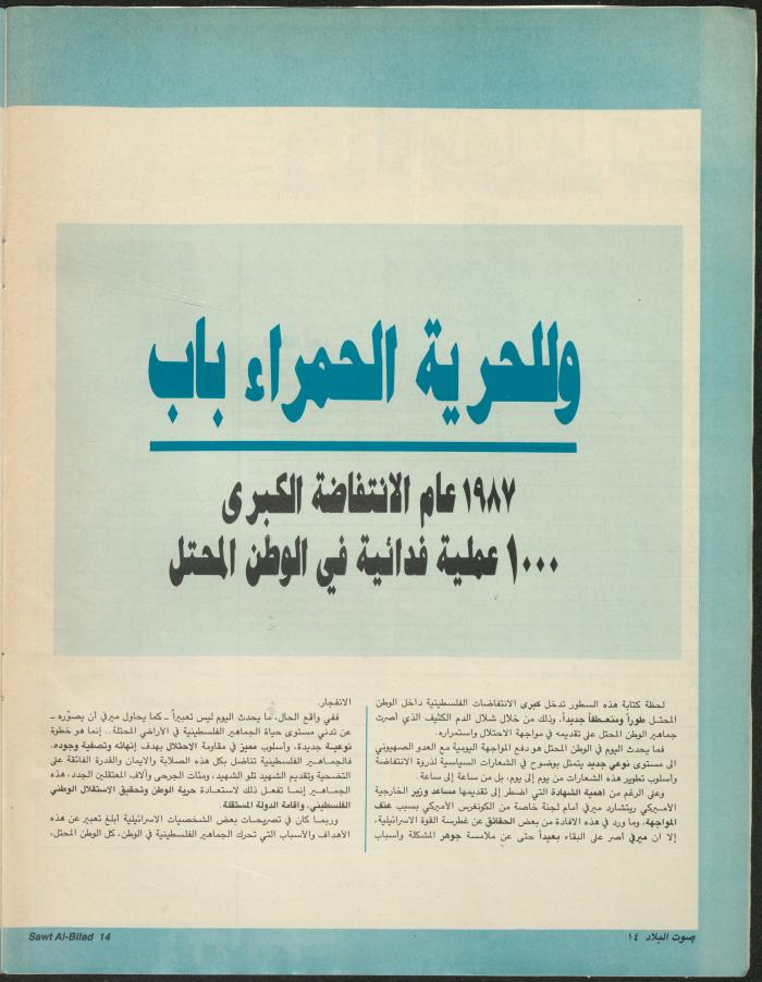 Issue 144 of Sawt al-Bilad Magazine, 22- 29 December 1987