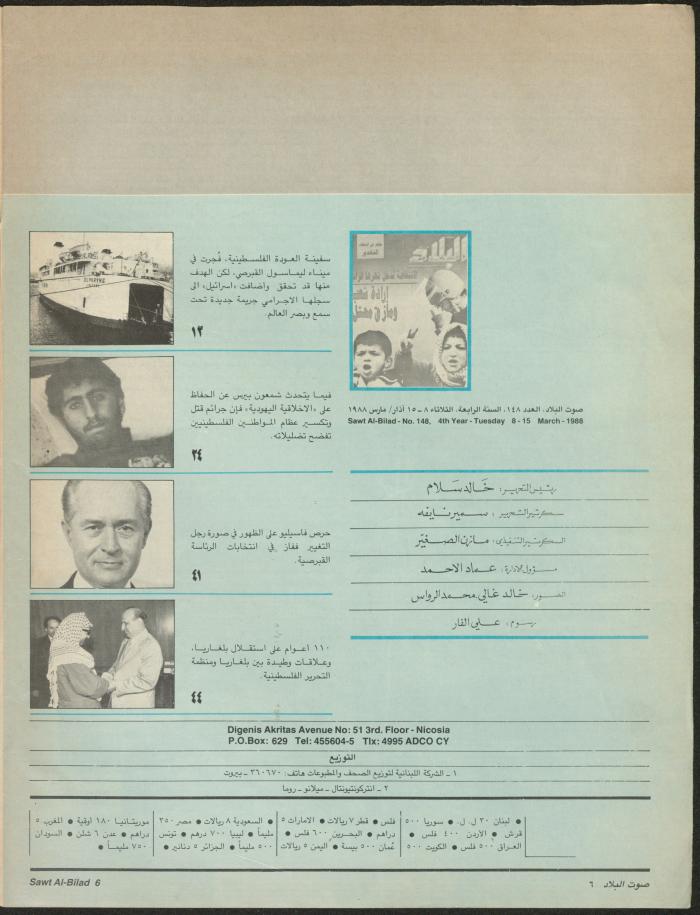 العدد 148 من مجلة صوت البلاد، 8-15 آذار 1988
