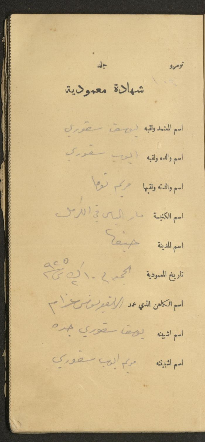 دفتر شهادات معمودية صادر عن المجلس الملّي الوطني الأرثوذكسي، 1924-1929