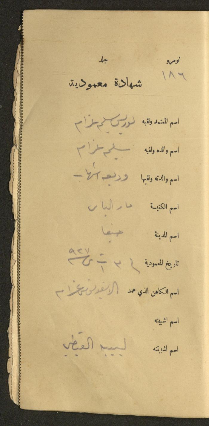 دفتر شهادات معمودية صادر عن المجلس الملّي الوطني الأرثوذكسي، 1924-1929