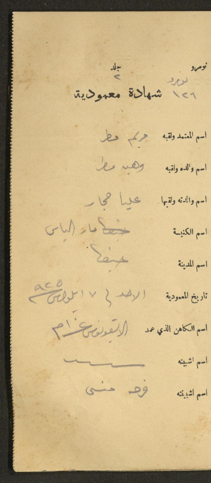 دفتر شهادات معمودية صادر عن المجلس الملّي الوطني الأرثوذكسي، 1924-1929