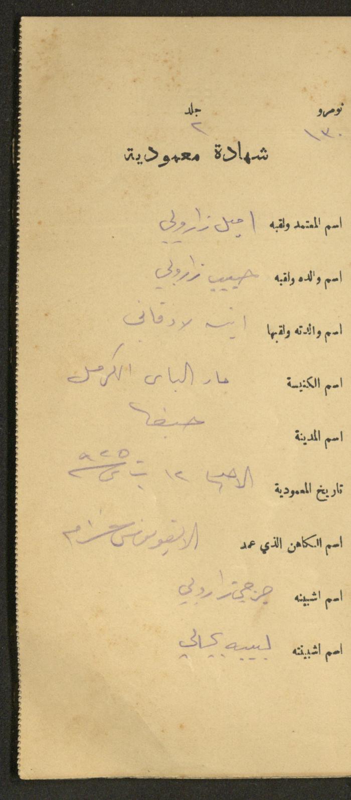 دفتر شهادات معمودية صادر عن المجلس الملّي الوطني الأرثوذكسي، 1924-1929