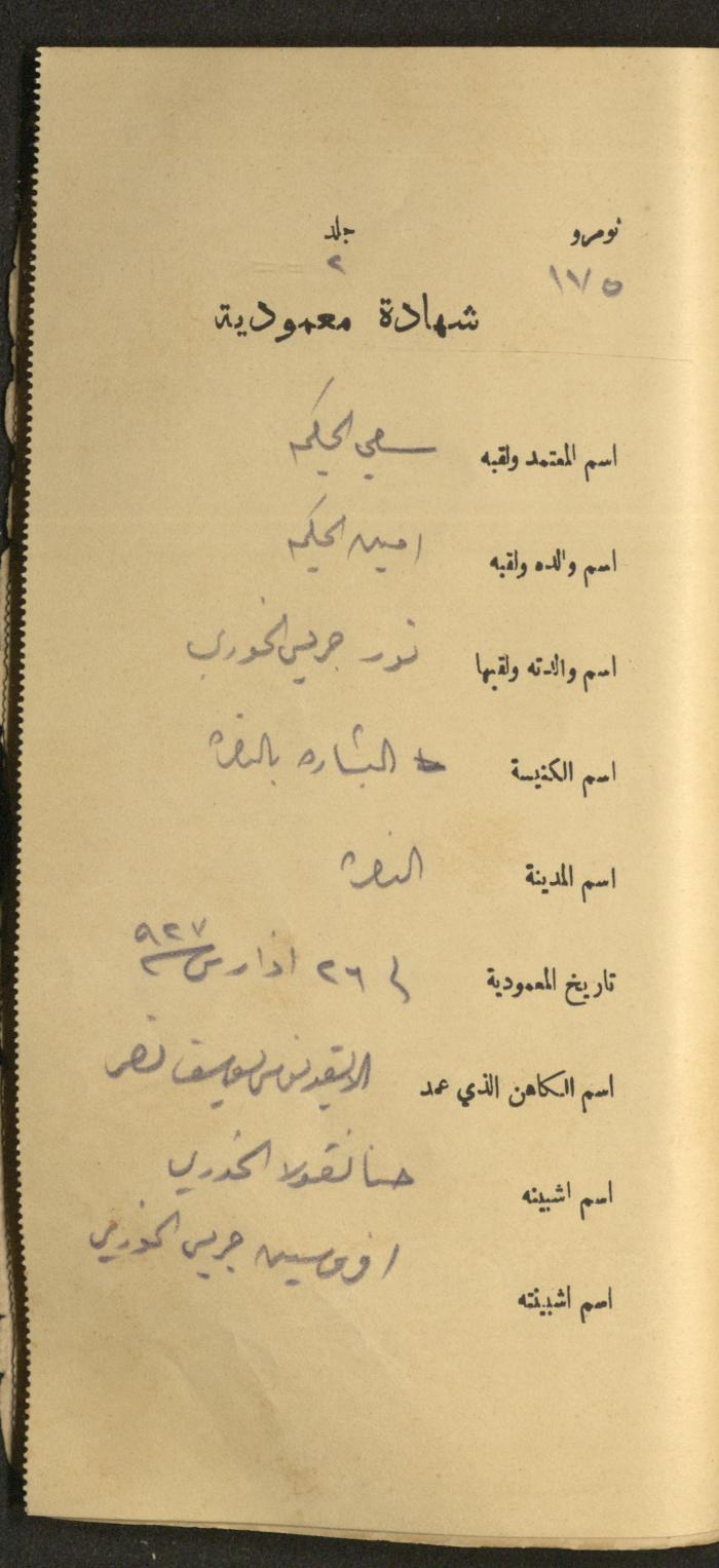 دفتر شهادات معمودية صادر عن المجلس الملّي الوطني الأرثوذكسي، 1924-1929
