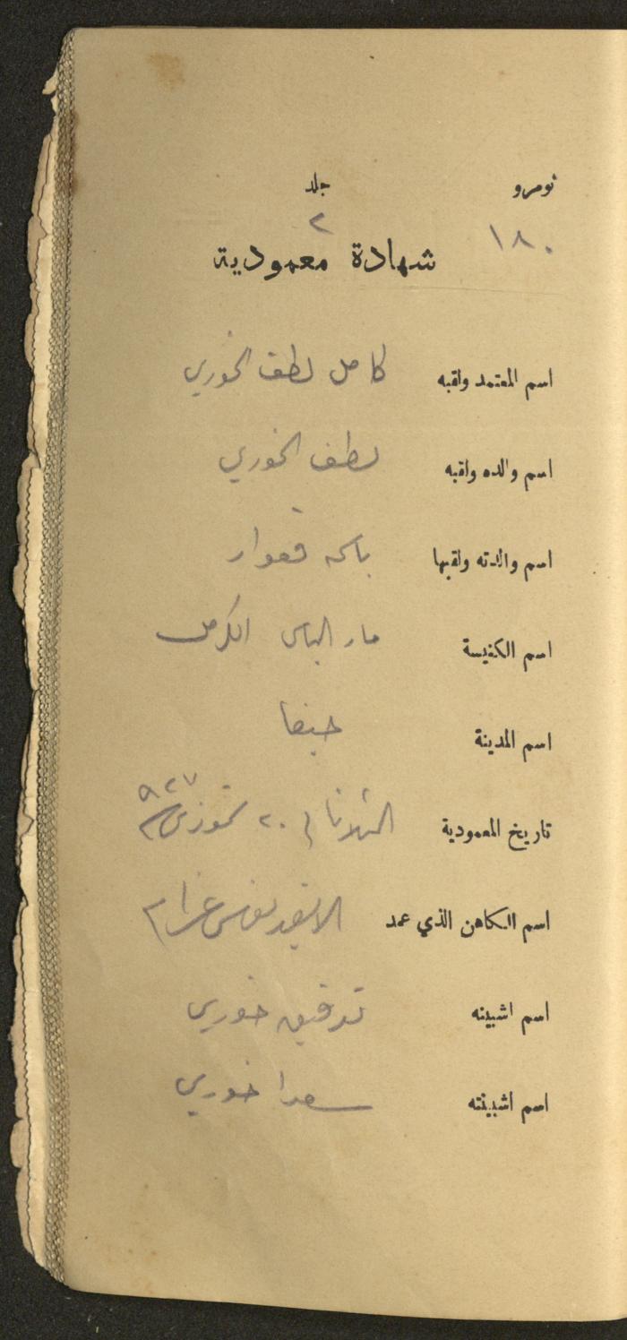 دفتر شهادات معمودية صادر عن المجلس الملّي الوطني الأرثوذكسي، 1924-1929