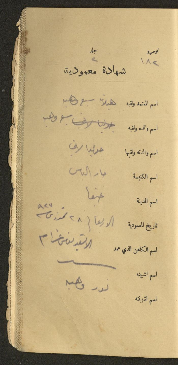 دفتر شهادات معمودية صادر عن المجلس الملّي الوطني الأرثوذكسي، 1924-1929
