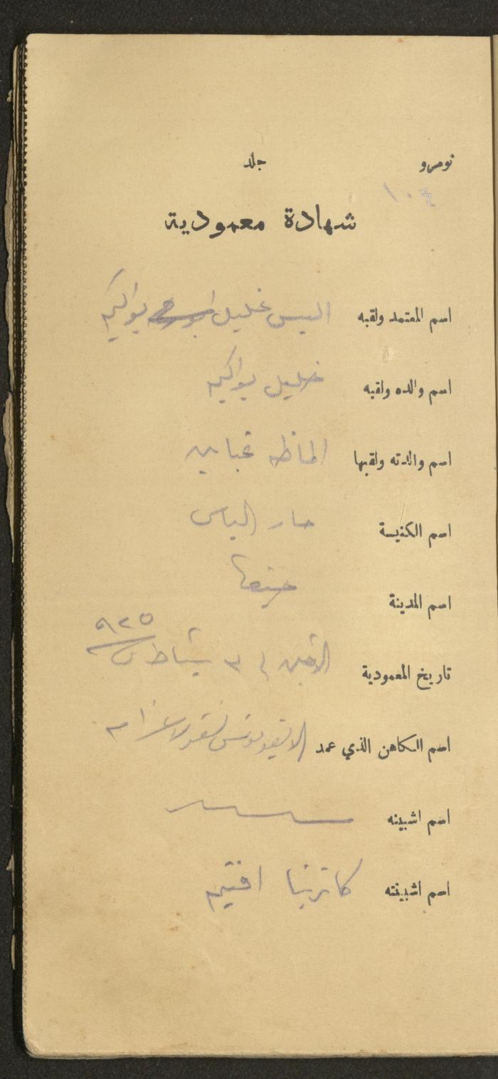 دفتر شهادات معمودية صادر عن المجلس الملّي الوطني الأرثوذكسي، 1924-1929