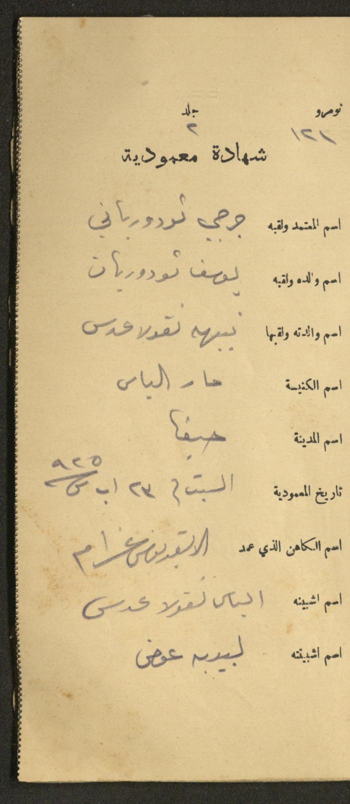 دفتر شهادات معمودية صادر عن المجلس الملّي الوطني الأرثوذكسي، 1924-1929