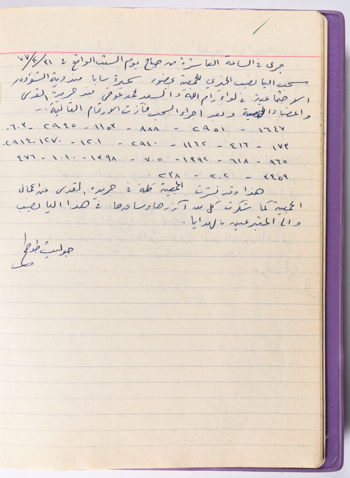 محضر جلسة للهيئة الإدارية في جمعية الاتحاد النسائي العربي -  رام الله