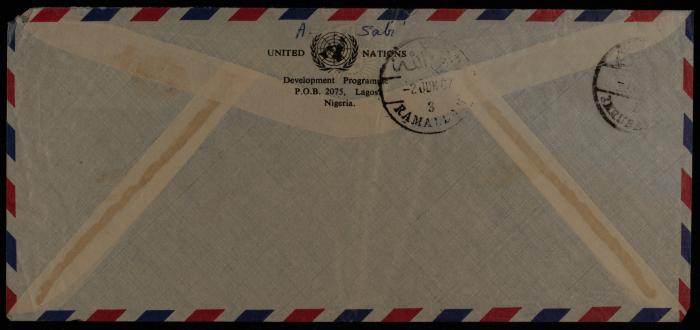 A Letter from Ahamd al-Sabe' to Yahya Hammoudeh, Lagos, 2 June 1967