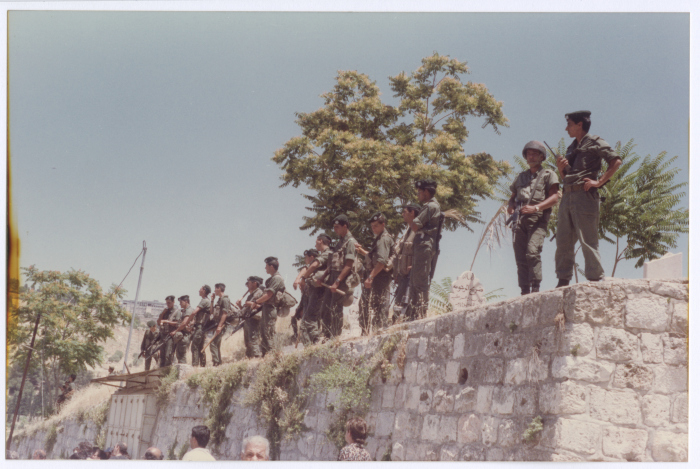 The IOF Standing on the Walls of the al-Asbat Gate Wall, Jerusalem, 1989