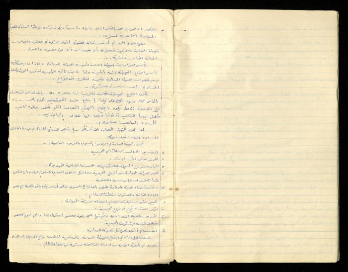 دفتر النظام الخاص بجمعية المرابطات الخيرية، قلقيلية-الأردن، 1960