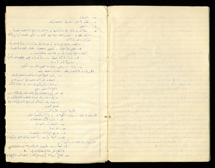 دفتر النظام الخاص بجمعية المرابطات الخيرية، قلقيلية-الأردن، 1960