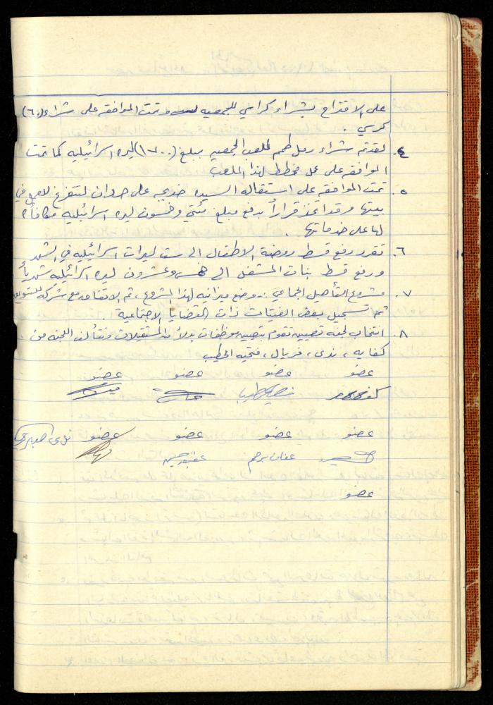 A Meetings' Record of the Administrative and General Bodies of al-Murabitat Charitable Society, Qalqilya, 1974-1980