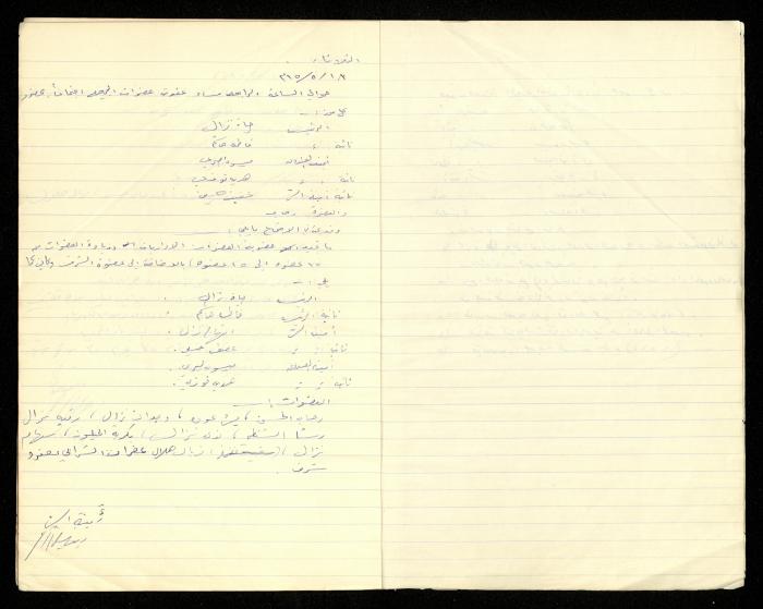 Minutes of the Meetings of al-Murabitat Charitable Society, Qalqilya, 1965-1970