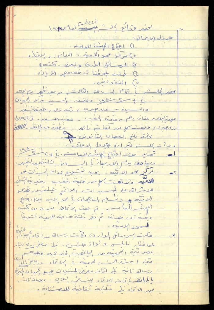 A Meetings' Record of the Administrative and General Bodies of al-Murabitat Charitable Society, Qalqilya, 1974-1980