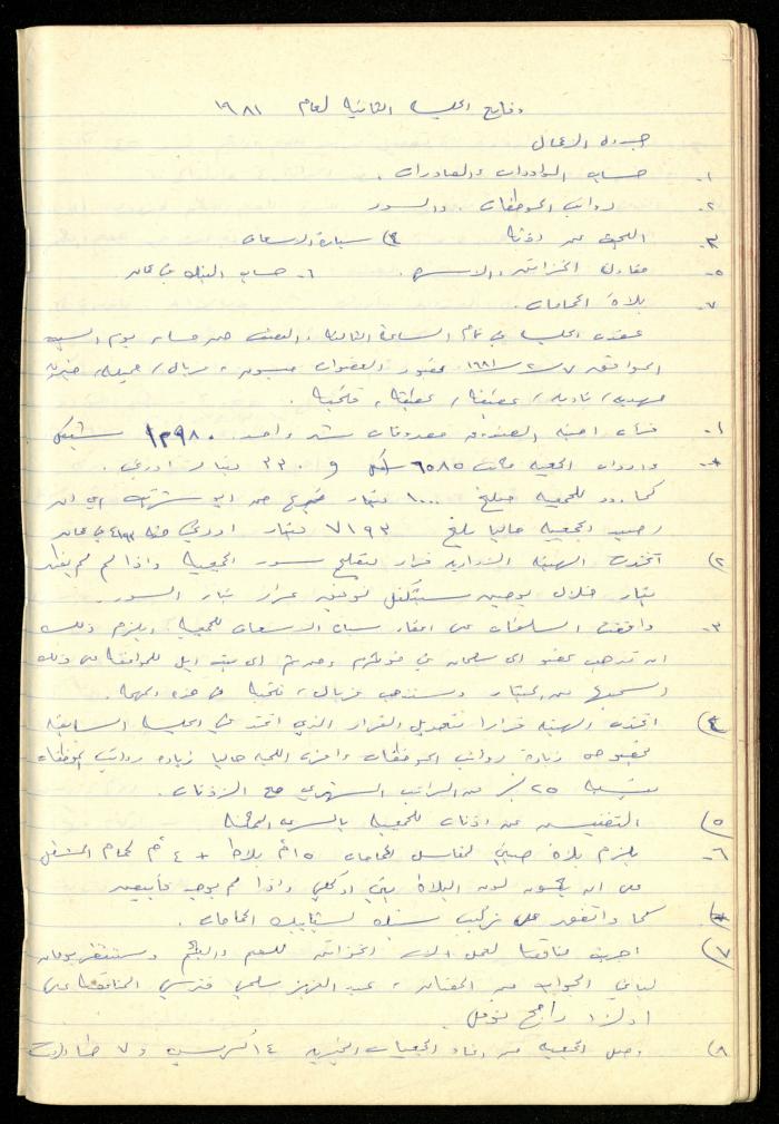 A Meetings' Record of the Administrative and General Bodies of al-Murabitat Charitable Society, Qalqilya, 1974-1980